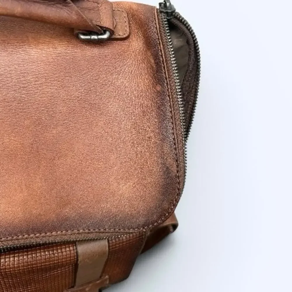 Velez Genuine Leather Archaeology Backpack Satchel Brown Multi-Pocket Laptop Bag